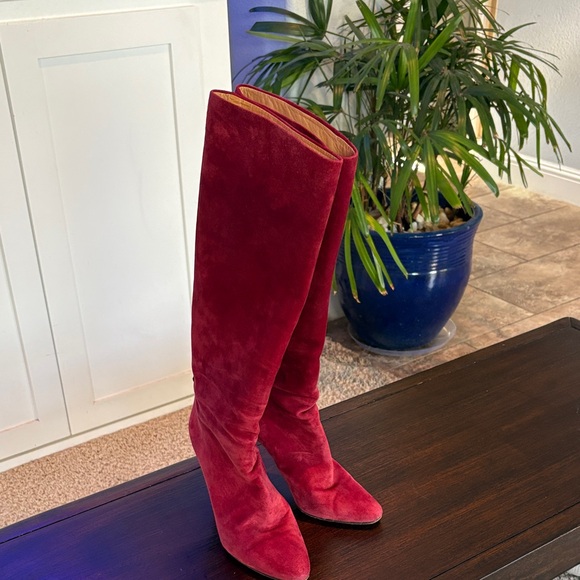 Casadei Red Suade tall Boot - Picture 2 of 8